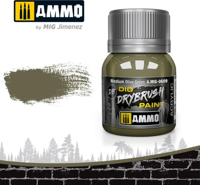 AMMO by MIG Jimenez Drybrush Medium Olive Green, Grün - Bild 1