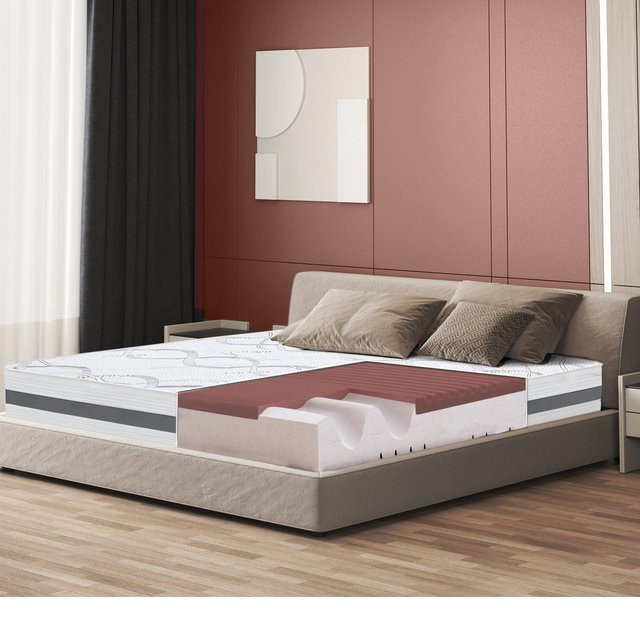 The White Stone Matratze King Size mit Carbon Memory Foam, orthopädisch, antibakteriell und anti-allergisch, Farbe: Weiß, B/T/H: 180 x 195 x 27 cm - Bild 1