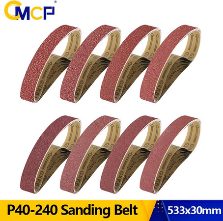 CMCP Schleifbänder 5 Stück für Bandschleifer, Körnung 40–320, B: 30 mm, L: 533 mm, zum Schleifen von Holz und weichem Metall sowie zum Polieren