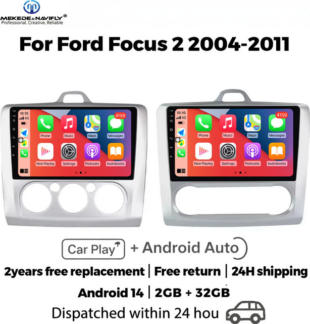 MEKEDE & NAVIFLY Android 14 Autoradio für Ford Focus 2 3 Mk2/Mk3 2004-2011 mit Carplay und GPS Navigation in Schwarz - Bild 1