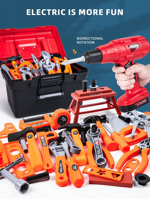GONZI Kinder-Spielzeug-Werkzeugset, Lernspielzeug, Simulations-Reparaturwerkzeuge, Bohrspiel, Puzzle-Spielzeug - Bild 1