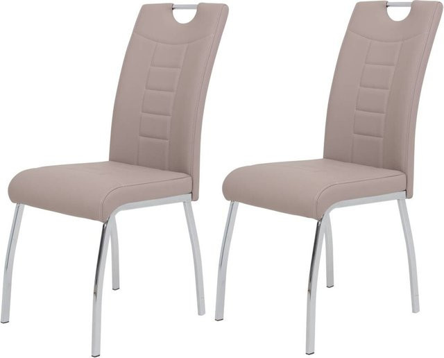 2er Set Stühle Hela in Cappuccino Beige aus Kunstleder und Metall, B/H/T: 43 x 64 x 100 cm - Bild 1
