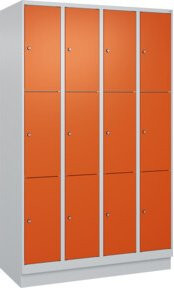 C+P Schließfachschrank Classic PLUS mit Sockel, 4 Abteile, Grau mit Reinorange Front, B/T/H: 120 x 50 x 195 cm - Bild 1