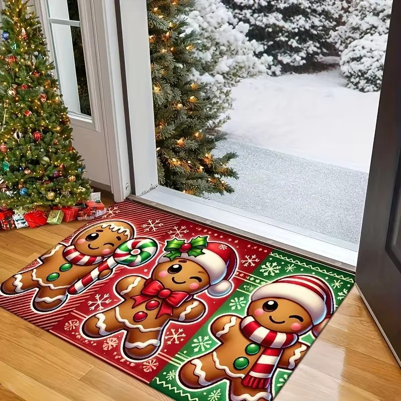 VIKAMA Weihnachten Lebkuchen Fußmatte, rutschfester Teppich für Eingang, Wohnzimmer oder Badezimmer, Mehrfarbig, B/T: 60 x 40 cm - Bild 2