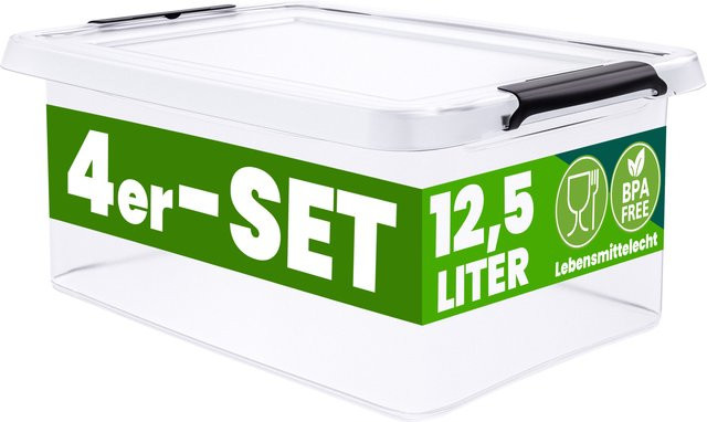 Deuba 4er-Set Aufbewahrungsboxen transparent stapelbar BPA-frei B/T/H: 39 x 29 x 17 cm - Bild 1