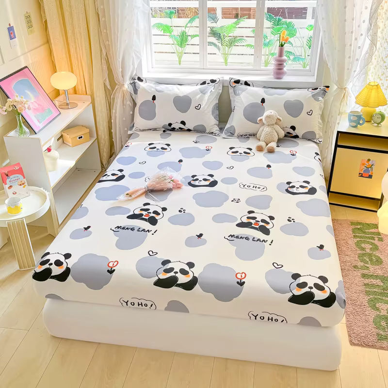 Bonenjoy Spannbettlaken aus 100% Baumwolle für Kinder mit Panda-Print, Weiß, B/T: 90 x 200 cm - Bild 3