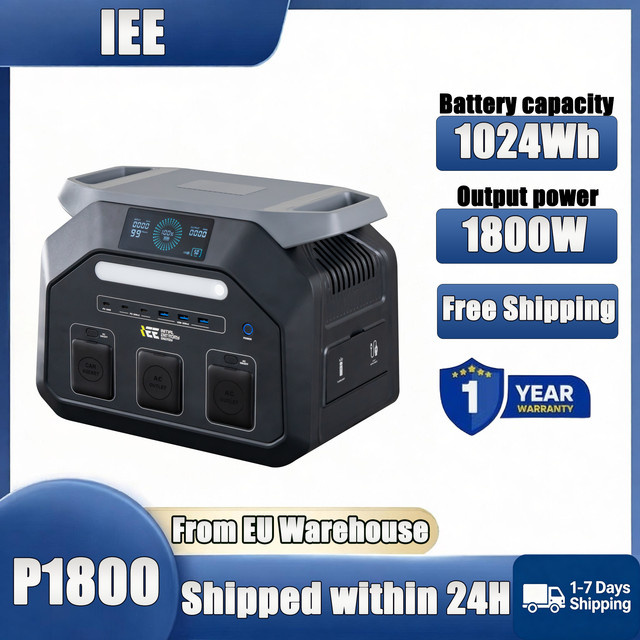 IEE P1800 Tragbare Powerstation mit 1024Wh LiFePO4 Akku, 1800W Solargenerator und 3600W Spitzenleistung, 11 Ausgangsanschlüsse, 220V - Bild 1