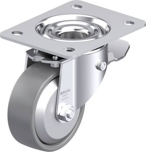 Blickle Stahlblech-Lenkrolle LK-PO 100KA-3-ST-ELS-FA in Silber, Rad-Durchmesser: 100 mm, Tragfähigkeit: 280 kg - Bild 1
