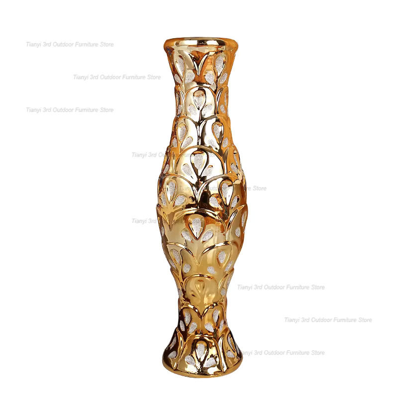 FYVS Goldene Keramikvase im modernen nordischen Design für Schnittblumen und Dekoration - Bild 5