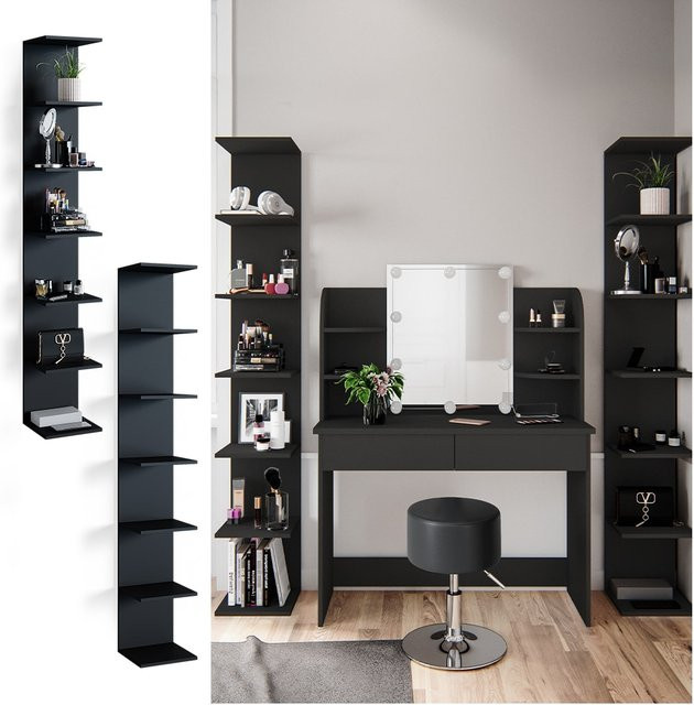 Vicco Paolo 2er Set Wandregal und Standregal in Schwarz mit 7 Ablagen - Bild 1