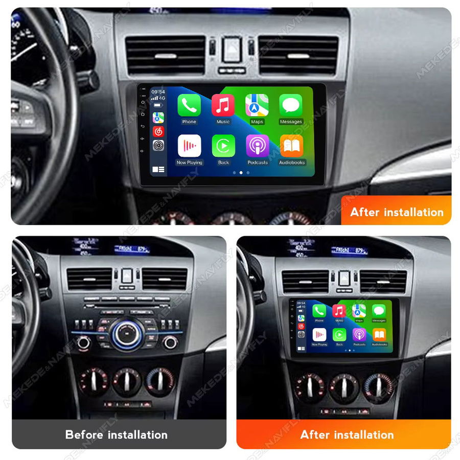 MEKEDE Android 14 Autoradio mit IPS-Bildschirm für Mazda 3 2009-2013, Kabelloses Carplay und GPS, Multimedia-Player Audio-Stereo in Schwarz - Bild 2