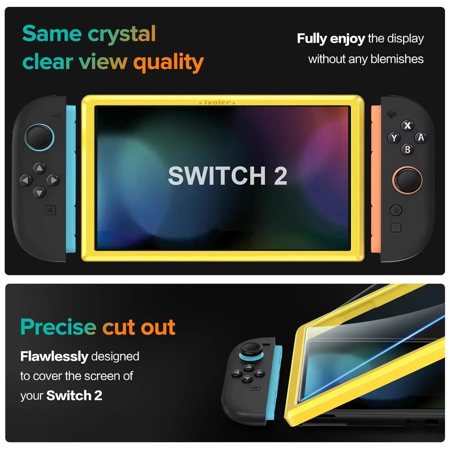 Nintendo Switch 2 Displayschutzfolie aus gehärtetem Glas, transparent, kratzfest und HD-klar - Bild 6
