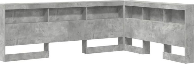 vidaXL Aufbewahrungskopfteil mit Regal in Betongrau, modern mit USB-Ladeport und integriertem Ablagefach, Holzwerkstoff und Stahl, Breite: 167,5 cm, Höhe: 76,5 cm, Tiefe: 76,5 cm - Bild 1