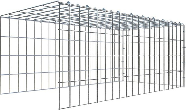 Gabiona C-Ring Anbaukorb Typ 4 in Silbergrau, Maschenweite 5 x 10 cm, B/T/H: 40 x 100 x 50 cm - Bild 1