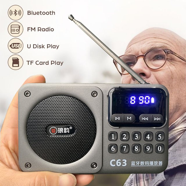 JINSERTA Tragbares UKW-Radio mit USB-C Ladefunktion und kabellosem Lautsprecher in Rot, MP3-Player mit USB- und TF-Kartenslot - Bild 1