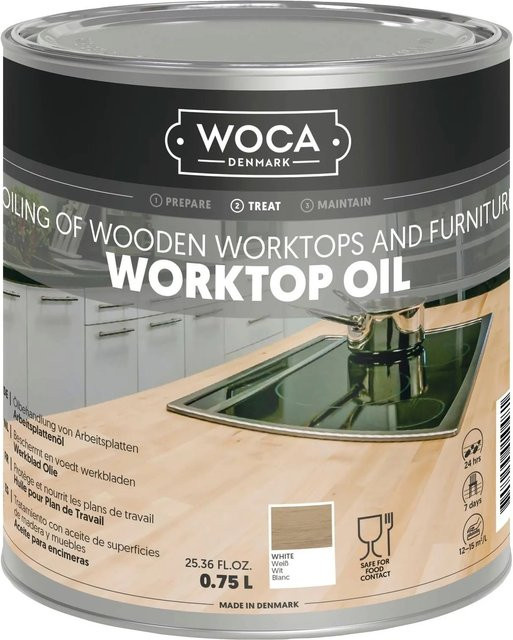 Woca Arbeitsplattenöl und Holzbodenpflege in Weiß, 0,75 l - Bild 1