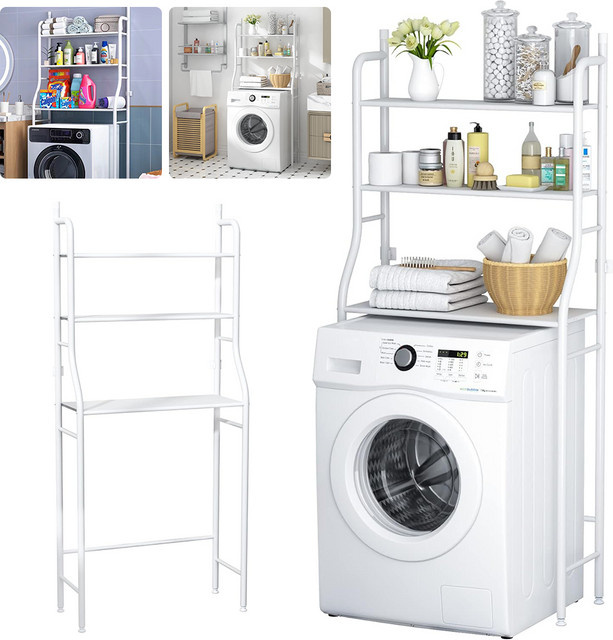 LONENESSL Waschmaschinenregal aus Metall in Weiß, modernes Multilayer-Lagerregal für das Badezimmer, Höhe: 155 cm, Breite: 68 cm - Bild 1