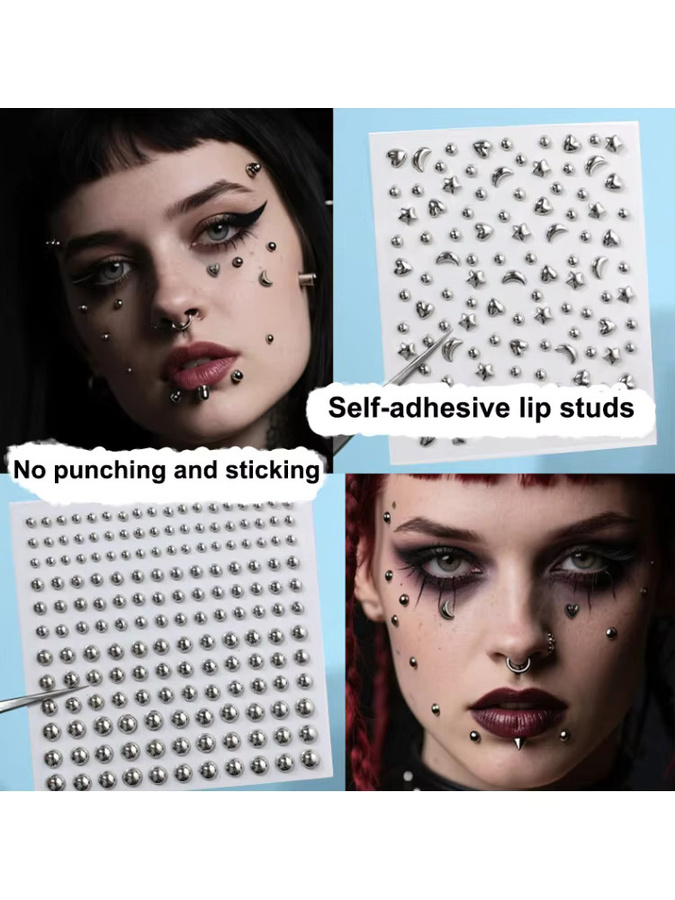 HNKMP Fake-Piercing-Schmuck, selbstklebend, Unisex - Bild 4