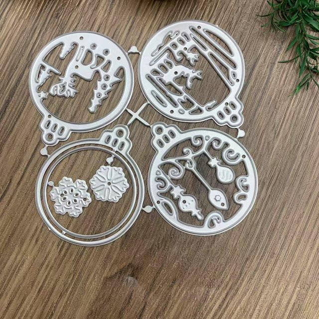 Runde Metall-Stanzformen für Weihnachtsschmuck mit Schneeflocken und Rentier in Silber für DIY-Scrapbooking und Kartenherstellung - Bild 1
