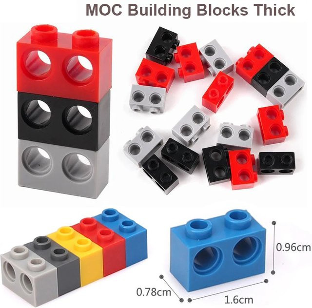 stemedu MOC High-Tech-Bausteine 1 x 2 Ziegel mit 2 Löchern, technische Kleinteile in Blau und Bunt/Mehrfarbig - Bild 1