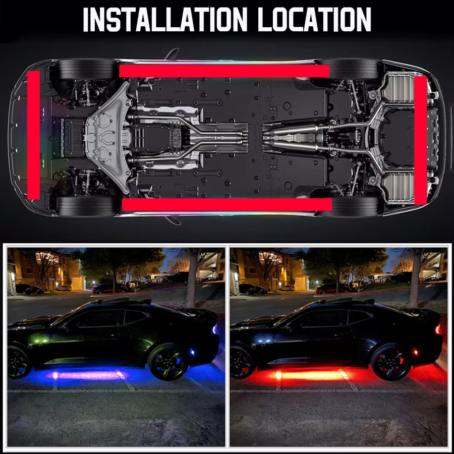 WUMFIRE RGB Neon Flex LED Streifen für Auto mit App- und Fernbedienung Steuerung, wasserdichte Unterbodenbeleuchtung in Multicolour - Bild 5