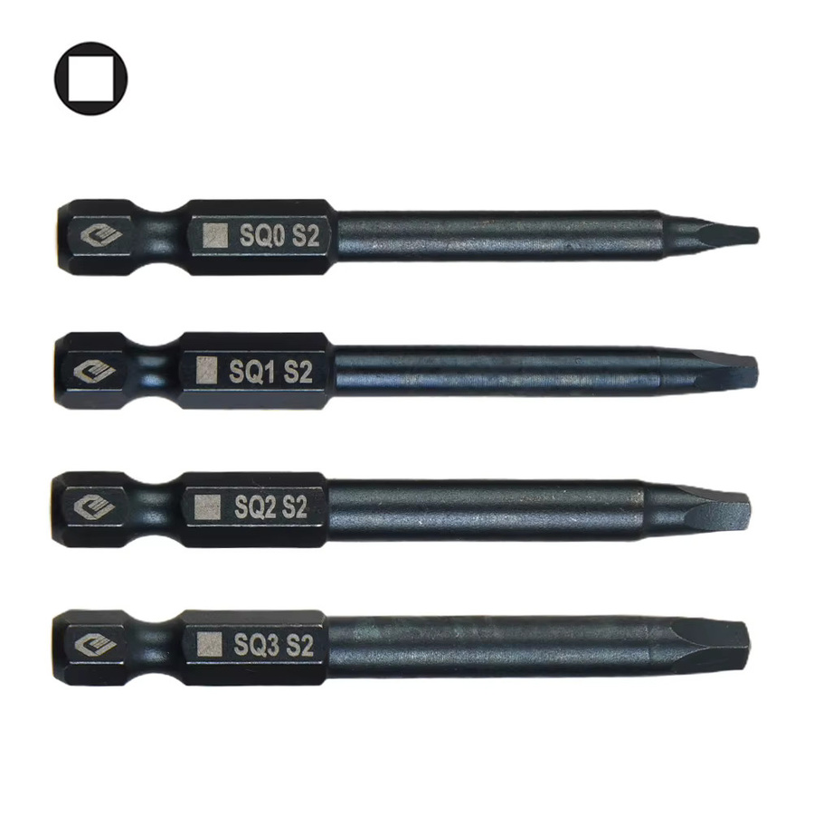 Vibratite 4er Set Magnetische Quadratische Schraubendreher Bits SQ0 SQ1 SQ2 mit 1/4 Zoll Schaft in Schwarz - Bild 5
