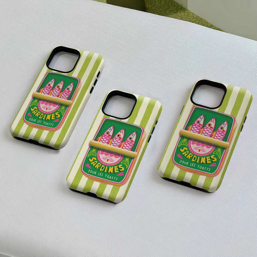 Potdemiel Handyhülle im Sardine Can Design für iPhone 17 16 15 14 13 Pro Max Plus, magnetische Tough Case mit Double-Layer Schutz, Multicolour - Bild 3