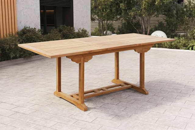 OUTFLEXX Ontario Ausziehtisch aus Teakholz in Braun, B/T/H: 160/210 x 90 x 75 cm - Bild 1