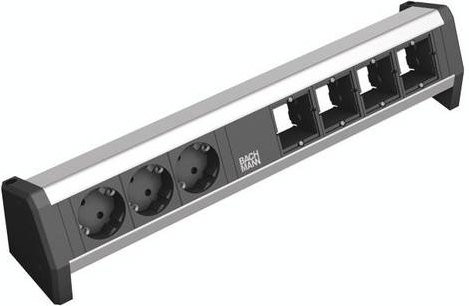 Bachmann Steckdosenleiste 902.003 ohne Schalter in Schwarz und Silber aus Aluminium mit Schutzkontakt - Bild 1