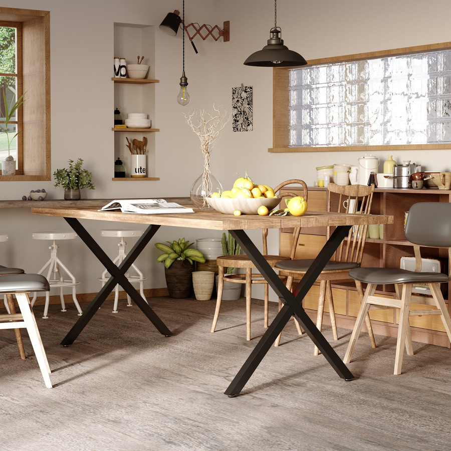 Aosom HOMCOM Set mit 2 Tischbeinen aus Stahl im X-Design, Farbe Schwarz Matt, Industriedesign, B/T/H: 70 x 8 x 72 cm - Bild 2