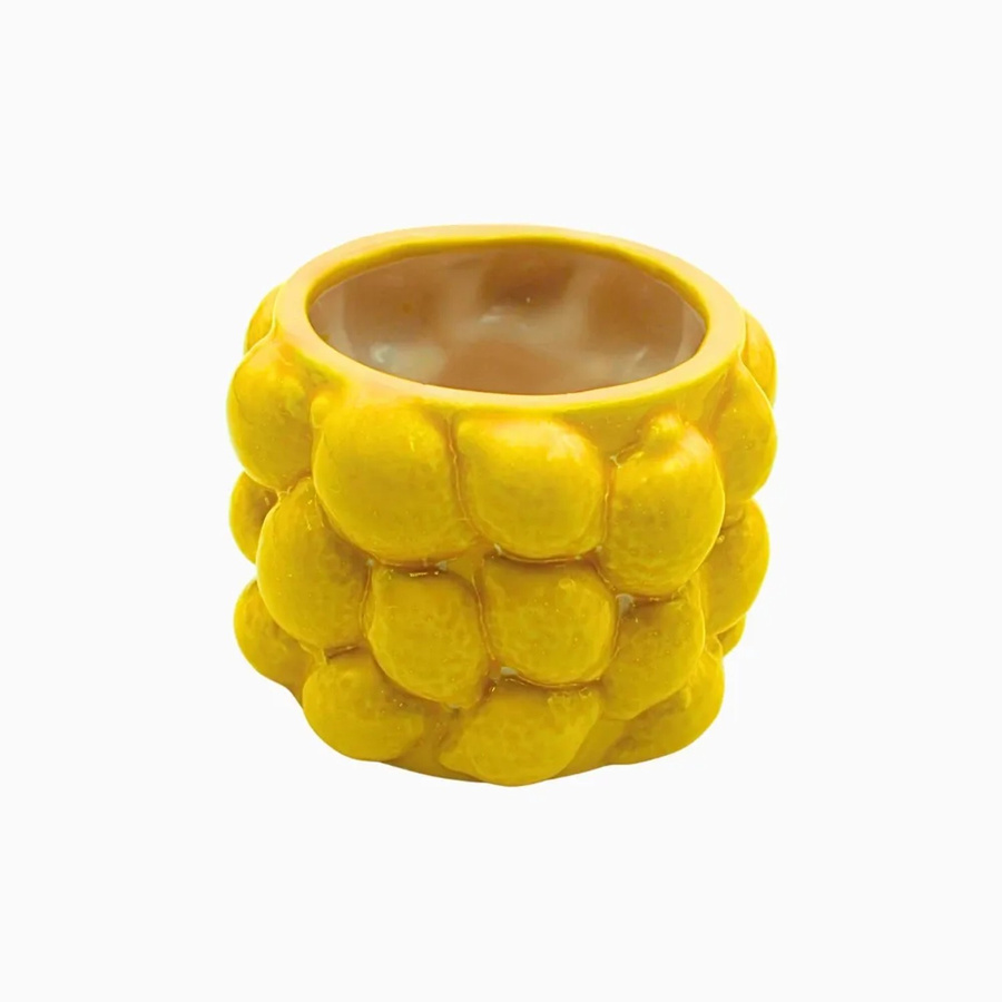Dekohelden24 Keramik Blumentopf mit Zitronenmotiv in Gelb, B/T/H: 10 x 10 x 8 cm - Bild 2