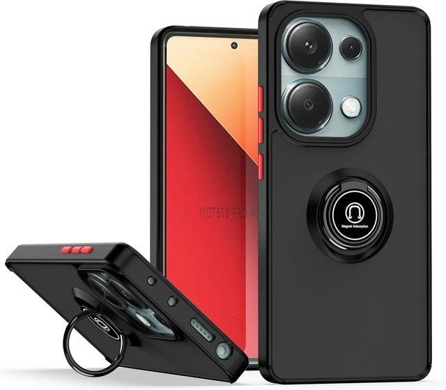 Xiaomi Premium Schutzhülle mit magnetischem Ringständer für Poco M7 und M6 Pro 5G in Schwarz oder Blau - Bild 1