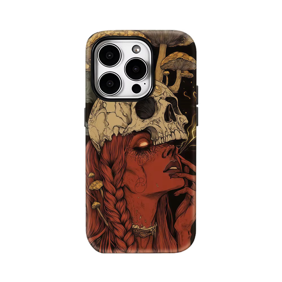 Handyhülle mit Totenkopf und Pilz Design für Apple iPhone 11 bis iPhone 17 Pro Max Plus, mehrfarbig, doppelschichtige Rückseite - Bild 6