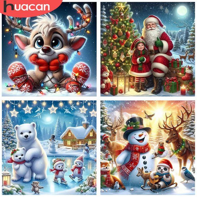 HUACAN Diamant-Malerei Rentier Weihnachten 5D-DIY-Stickerei-Set, Multicolor, B/H: 20 x 20 cm - Bild 1