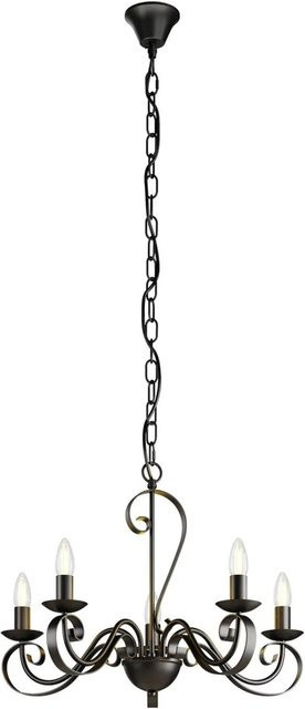 Lindby Kronleuchter Shervan Retro Vintage Antik, 5-flammig, Braun, Metall, E14 - Bild 1
