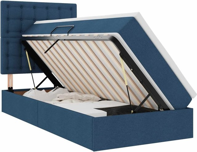 vidaXL Aufbewahrungsbett mit Matratze in Blau und Schwarz, B/T/H: 204 x 100 x 140 cm - Bild 1