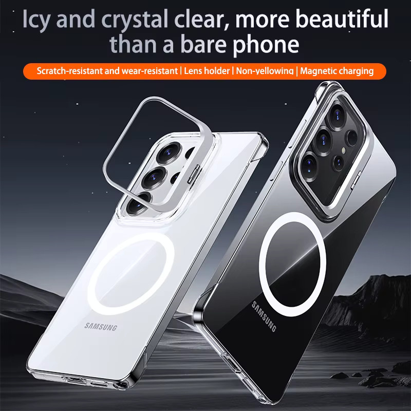 Linsen-Kickstand Rahmenlose Transparente Handyhülle mit MagSafe Magnetischem Schutz für Samsung Galaxy S26 S25 Ultra S26 Plus S24 FE - Bild 2