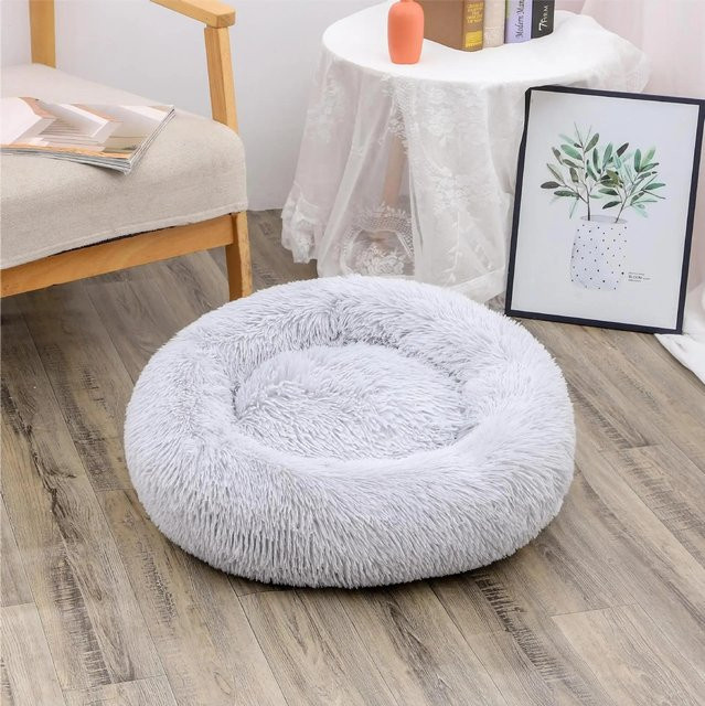 Winterwarmes Plüsch Katzenhaus und Hundehaus aus 100% Baumwolle, rundes Haustiernest mit abnehmbarem Bezug, Durchmesser: 40 cm - Bild 1