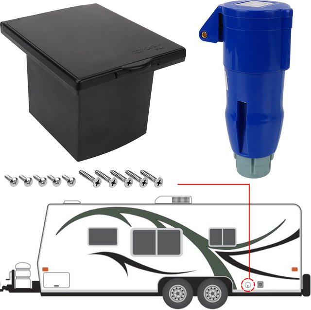 Wasserdichte Marine Steckdose mit Abdeckung für RV und Camper, bündiger externer Anschluss 220V-240V 16A - Bild 1