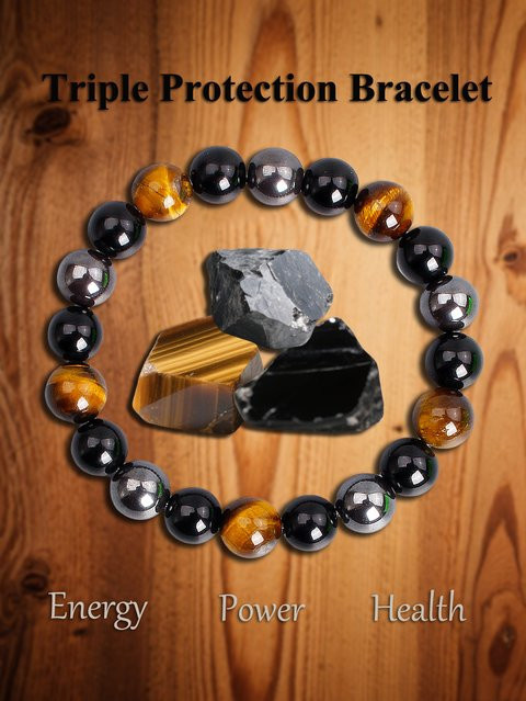 EmbraceNature Perlen-Armband, Tigerauge, Hämatit, Obsidian, Bunt, Unisex - Bild 1