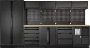 Kraftwerk 5-Element-Schrankwand mit Vierkantlochwand in Buche und Multiplex, Modell 3964H - Bild 1