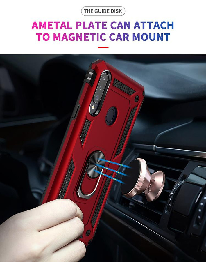 Stoßfeste magnetische Rüstung-Schutzhülle für Samsung Galaxy A10 A20 A30 A50 A70 A20E A12 A21S A51 A71 A6 A8 A9 Plus mit Metallring in Rot - Bild 4