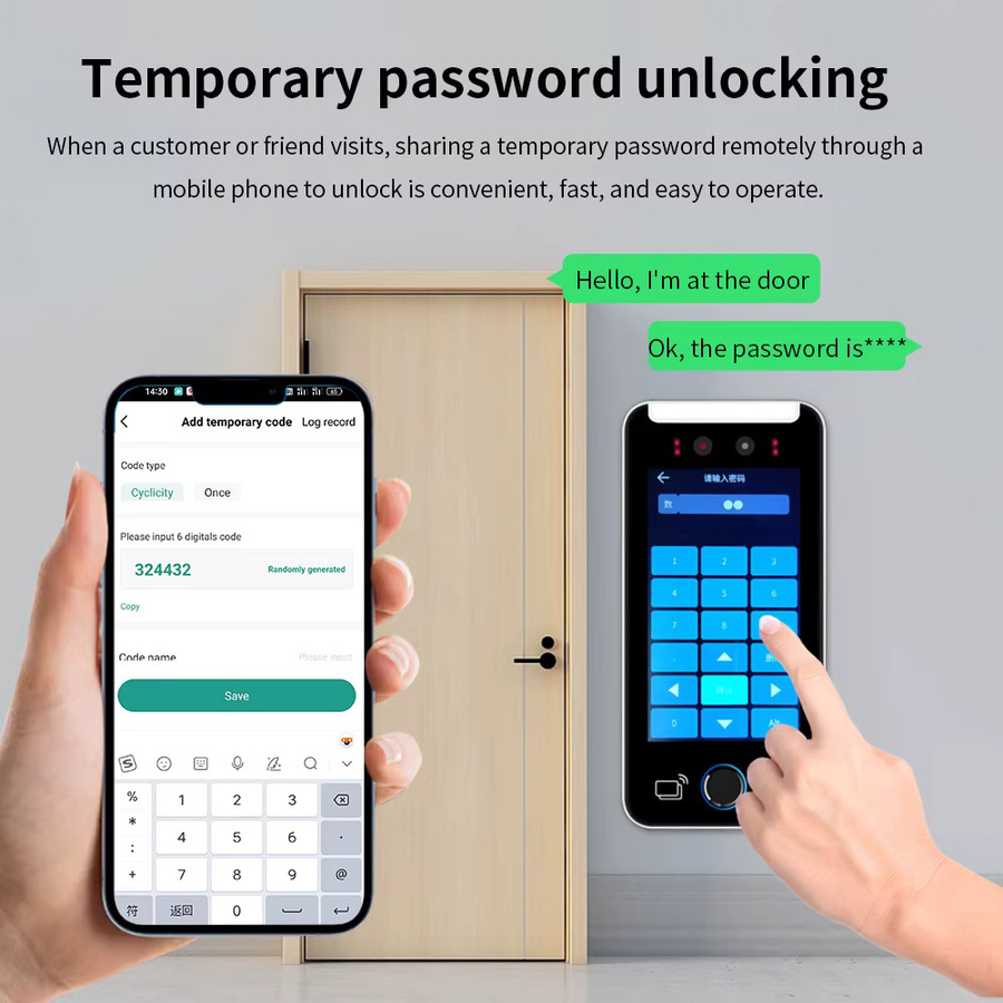 LUCKING DOOR 5-Zoll Video-Gegensprechanlage mit Gesichtserkennung, WLAN und Tuya-App zur Zugangskontrolle und Mitarbeiterzeiterfassung - Bild 3