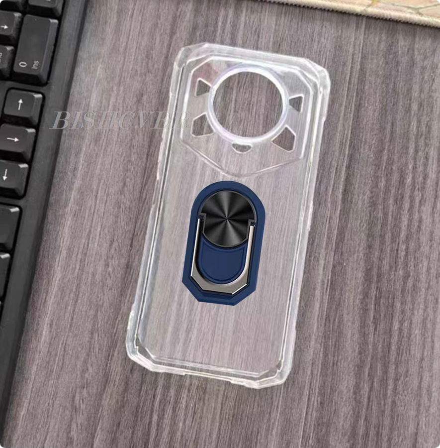 Magnetische TPU-Silikonhülle für Doogee Blade 20 Pro, Play 2025 und 20 Pro mit Ringhalter, stoßfest, Schwarz/Blau/Transparent - Bild 1