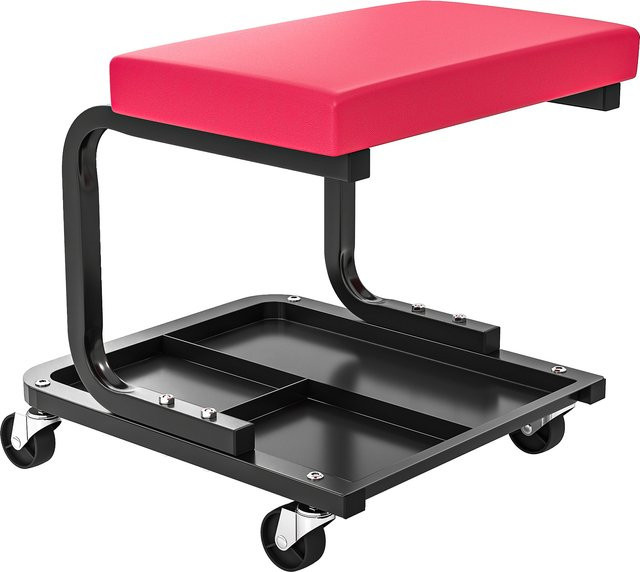 HOMCOM Mechanikerhocker mit Ablagefach und 360 Grad Rollen in Rot - Bild 1