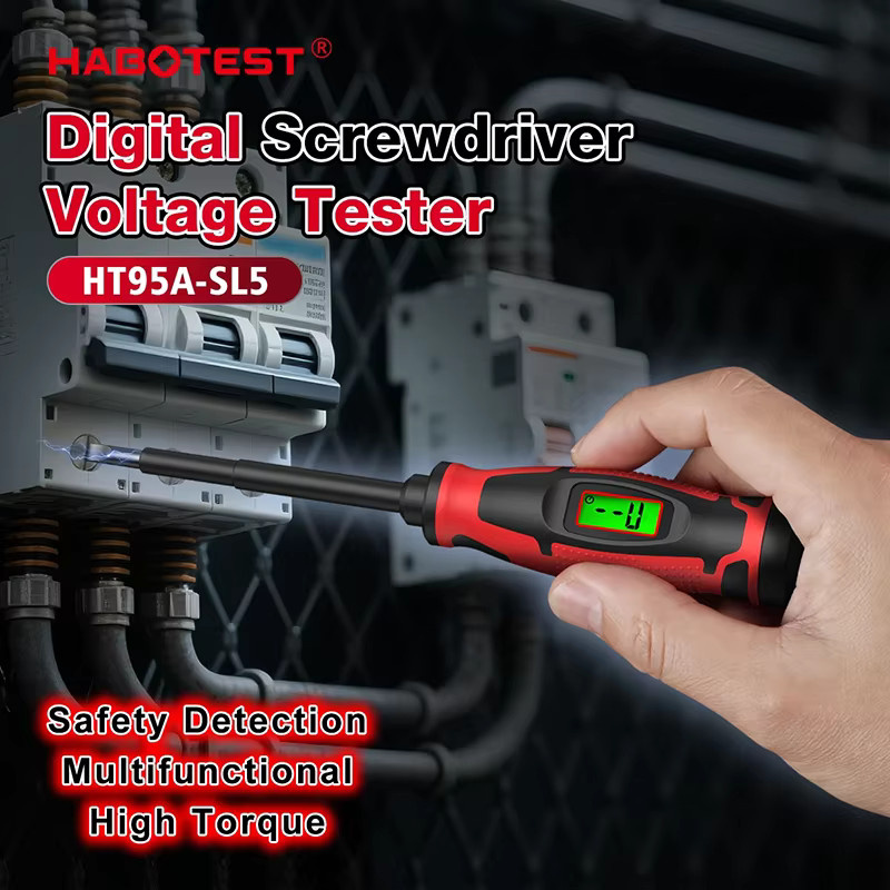 HABOTEST Digitaler Schraubendreher-Spannungsprüfer HT95A-SL5 in Rot, 6–390 V mit NCV-Test und isoliertem Griff - Bild 2