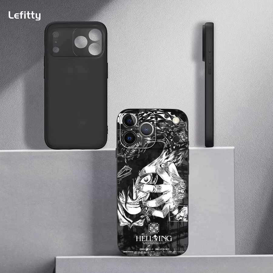 Hellsing Anime Handyhülle für iPhone 11 bis 17 Pro Max Plus Mini, Schwarz Frosted Soft Shell - Bild 4