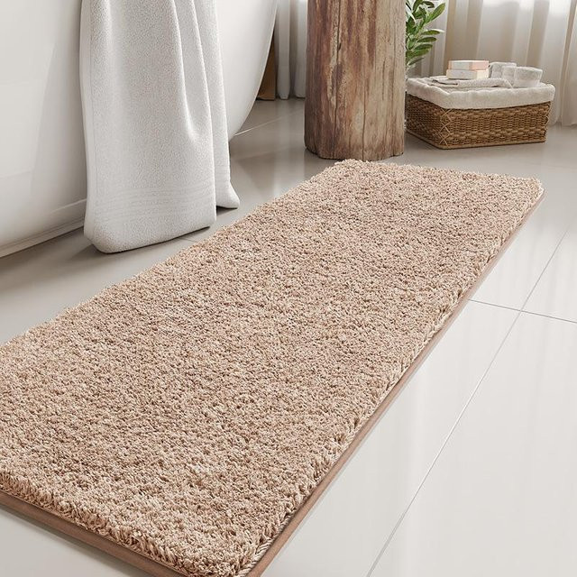 Lodestar Badematte aus Mikrofaser, schnelltrocknend und rutschfest, Farbe: Khaki, B/T: 60 x 160 cm - Bild 1