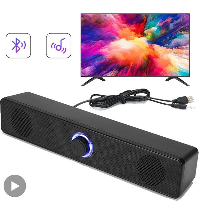 AyeBeau Bluetooth Soundbar Tragbarer Lautsprecher für PC, TV und Laptop in Schwarz - Bild 1