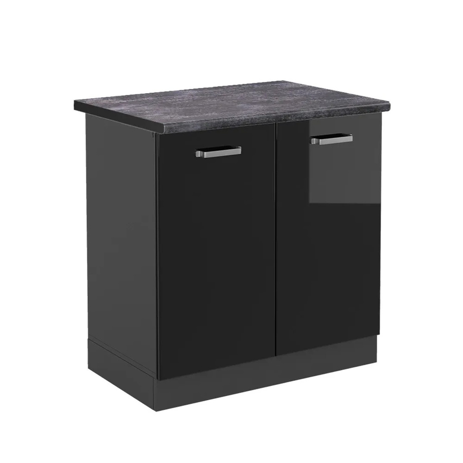 Vicco Spülenunterschrank R-Line in Schwarz Hochglanz und Anthrazit, B: 80 cm, H: 81,6 cm, T: 60 cm - Bild 2